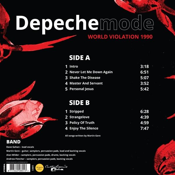 Depeche Mode album borító, fekete háttér, szöveg és számlista.