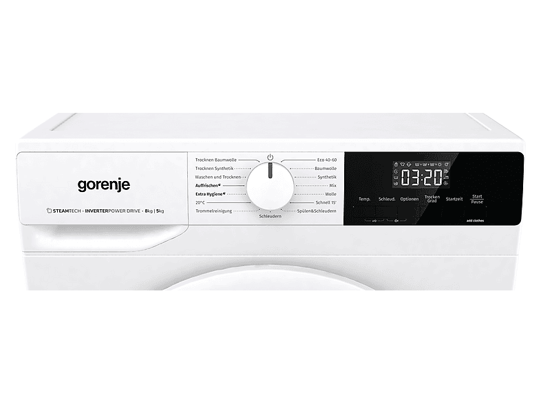 Gorenje W3D2A854ADPS/DE Waschtrockner (8 kg / 5 kg, 1400 U/Min., freistehend, Weiß) — Foto 3 von 4