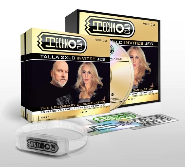 Ein CD-Box-Set mit CD, Aufklebern und Armband.