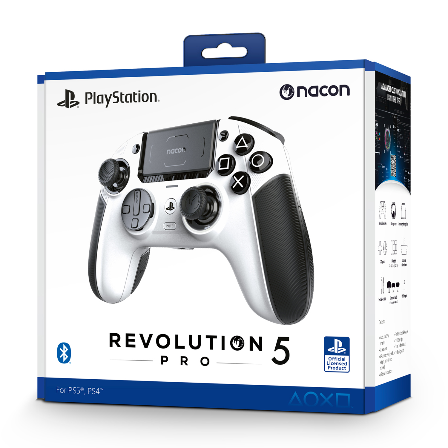 Controller PlayStation bianco e nero in una scatola con testo.