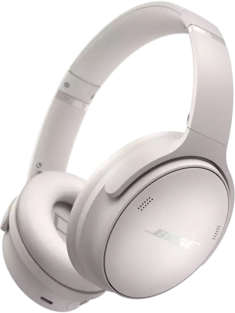 Casque Bose : gris clair, design circum-auriculaire, avec le logo Bose visible sur les écouteurs.