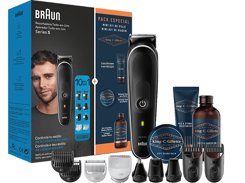 Afeitadora multifunción  Philips S9000 MG9553/15, Recortadora 20 en 1,  barba, cuerpo y pelo, seco y mojado, 120 min, con maquinilla Philips  OneBlade