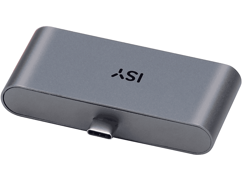 ISY IAD 1019-1 4-in-1 Multiport Adapter, USB-A 3.1, HDMI 2.0 4K60p, PD 3.0 100W, Aluminium, Grau — Foto 2 von 2