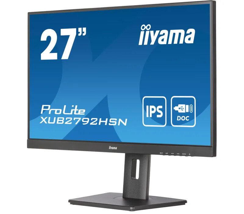 Monitor iiyama ProLite 27" z IPS, DOC i czarną podstawą.
