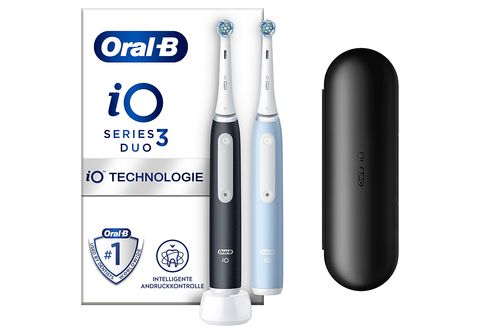 Cepillo eléctrico  Oral-B iO 3 Cepillo de Dientes, 3 modos, Sensor de  Presión, Estuche de viaje, Diseñado por Braun, Azul y Negro