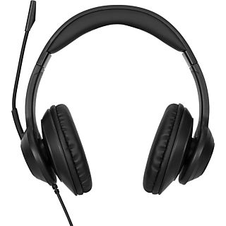 Auriculares - Targus AEH102GL, Micrófono integrado, Sonido estéreo, Cancelación de ruido, Con cable, Negro