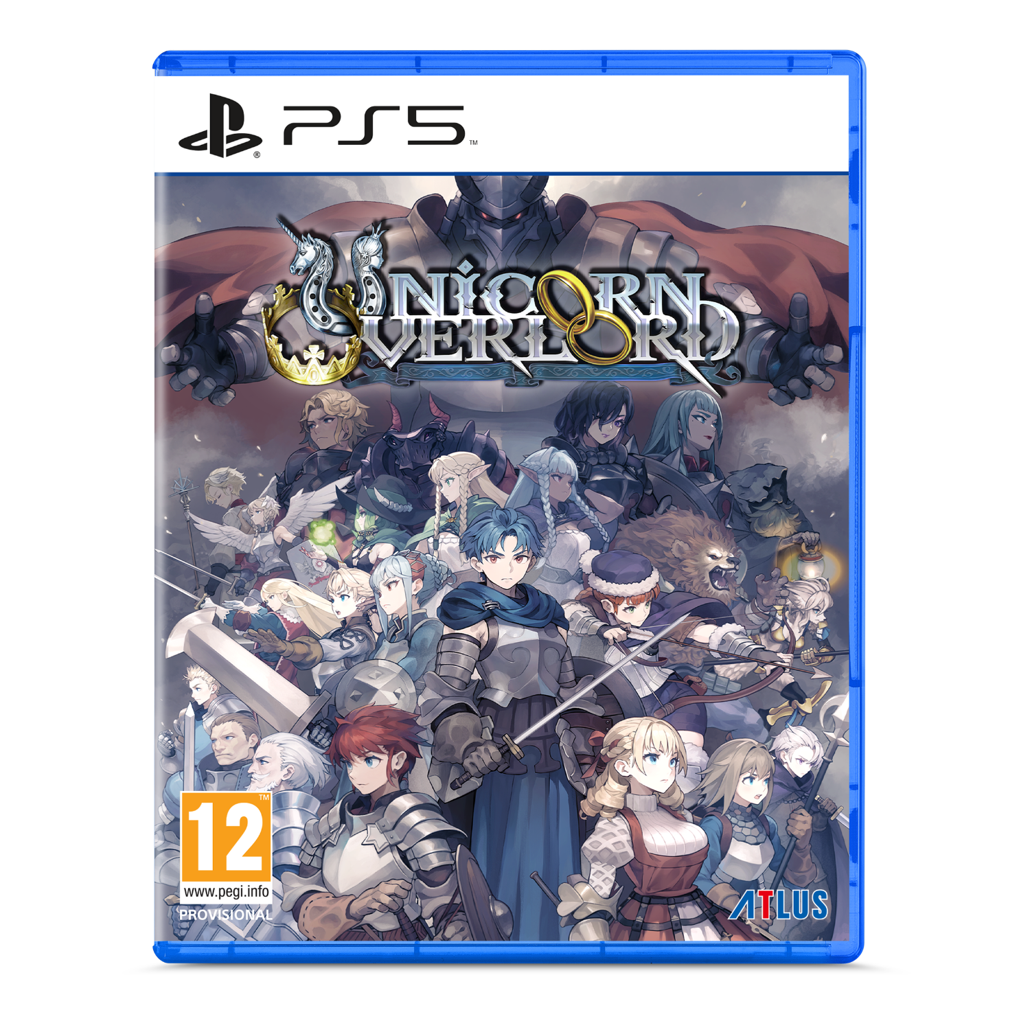 Unicorn Overlord PS5 game box art. Veel karakters op een kleurrijke achtergrond.