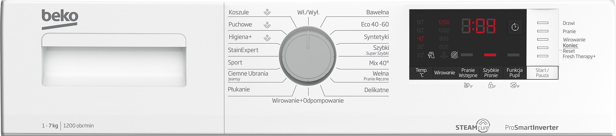 Pralka BEKO WUE7612WSSE 7kg 1200 obr. Steam Cure