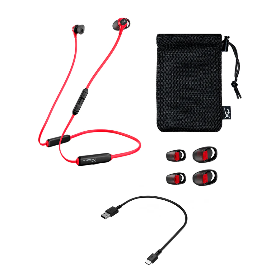Auriculares gaming - HyperX Cloud Buds, Inalámbrico, Bluetooth, 3 tamaños de cabezal incluidos, Rojo