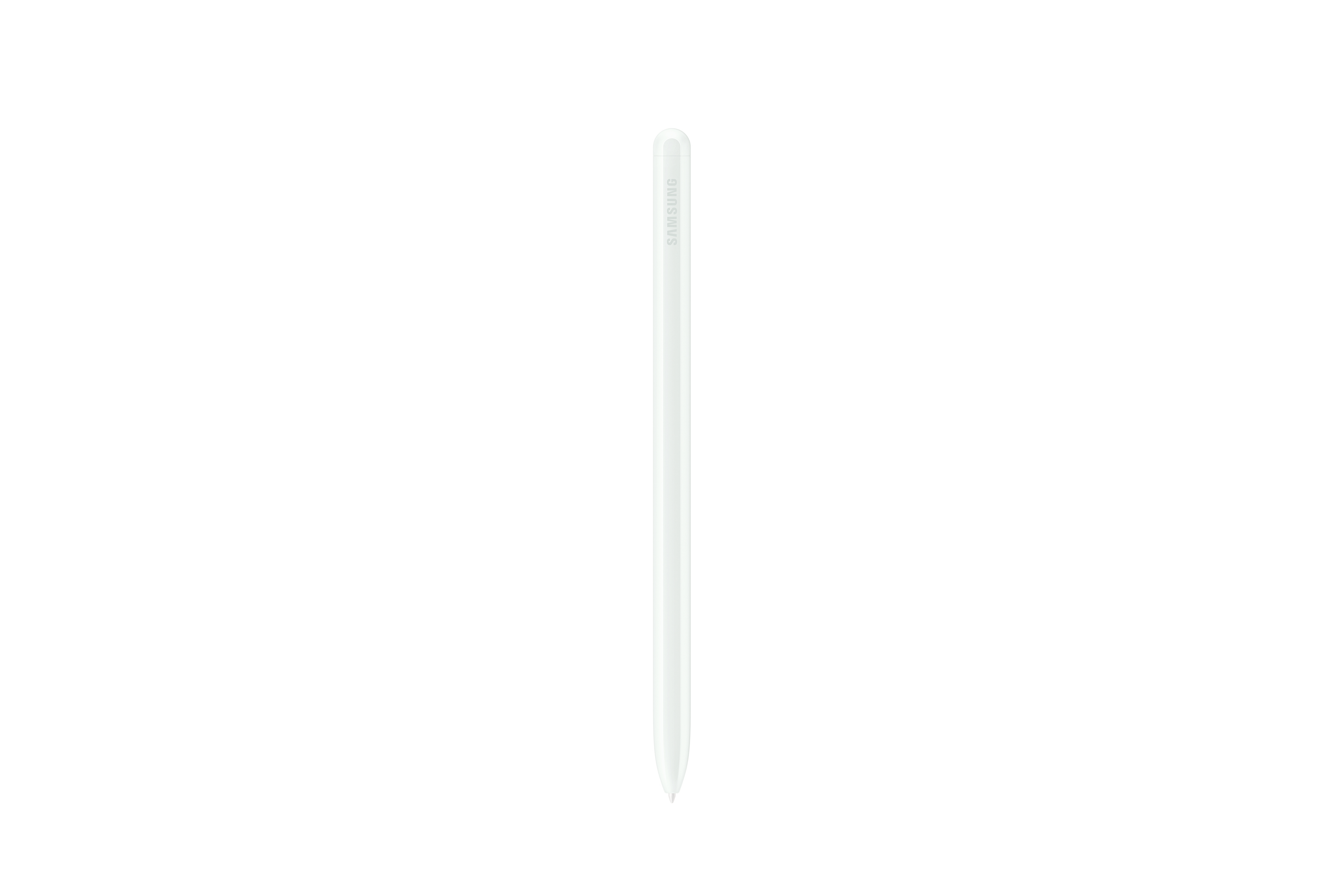 Weißer Samsung Stift. Der Stift ist vor weißem Hintergrund platziert.