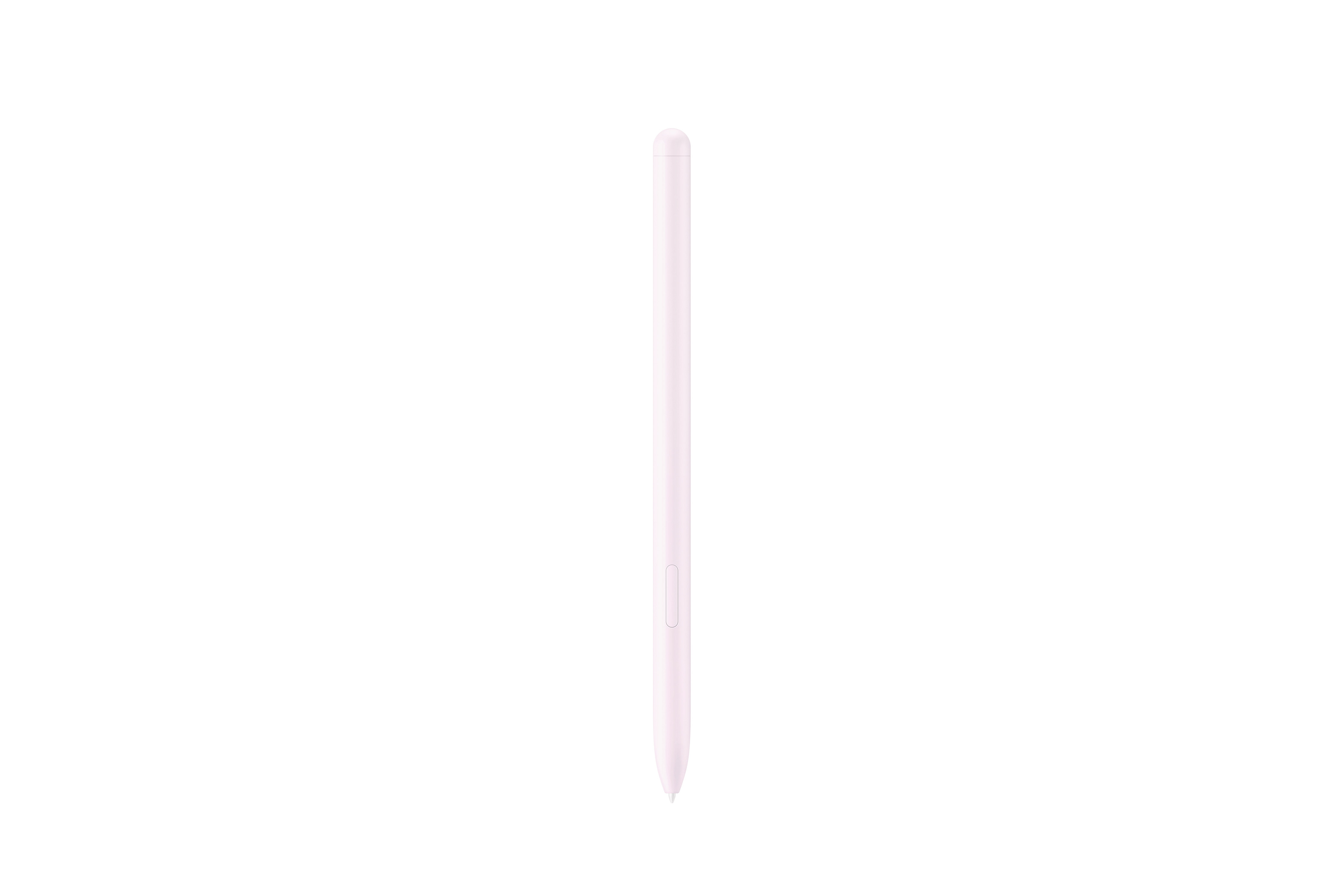 Ein hellrosa Stift steht senkrecht vor weißem Hintergrund.