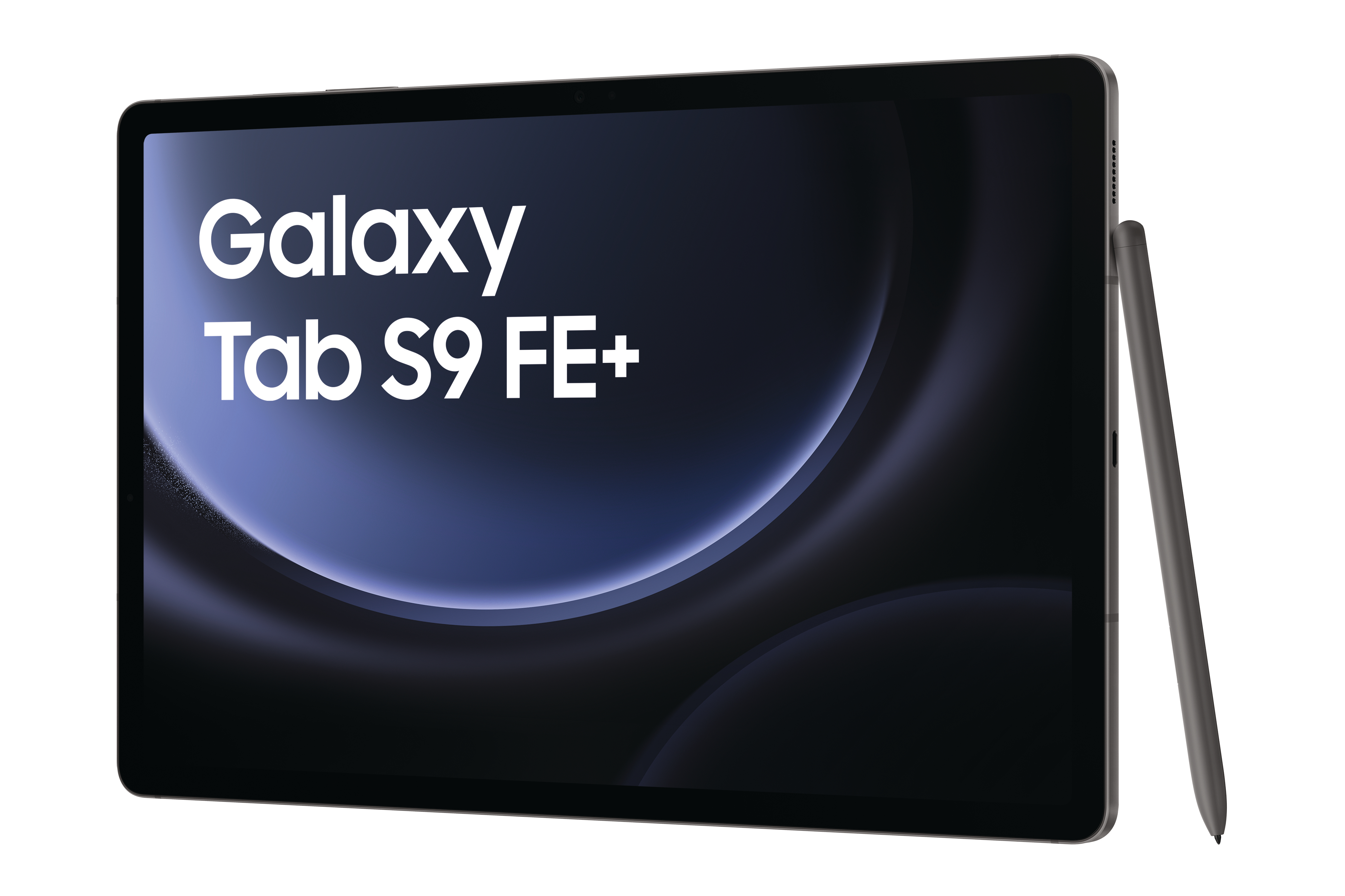 Tablet mit Stift. Der Bildschirm zeigt Galaxy Tab S9 FE+.