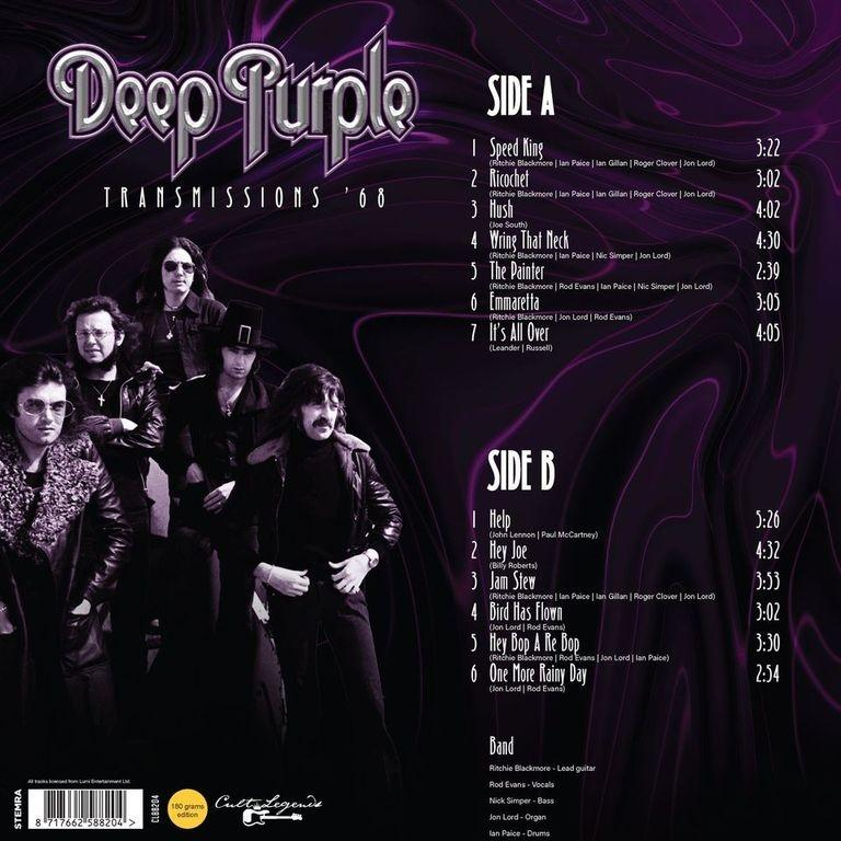Deep Purple album borítója a zenekar tagjaival és a számlistával.
