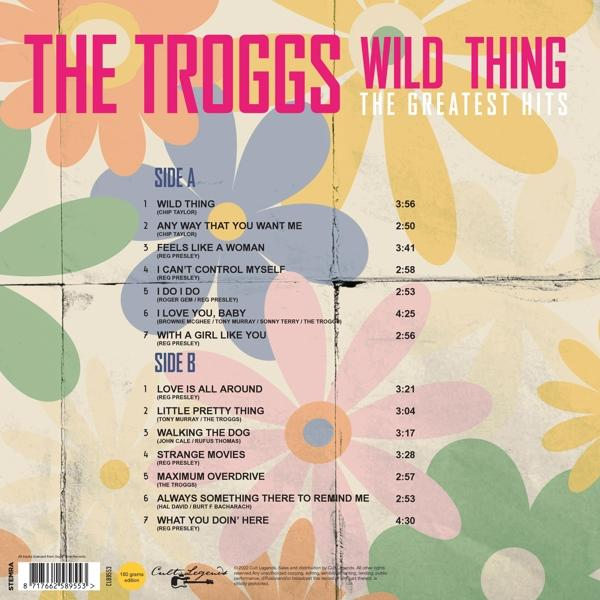 Album borító. The Troggs 'Wild Thing' album. Színes virág háttér.