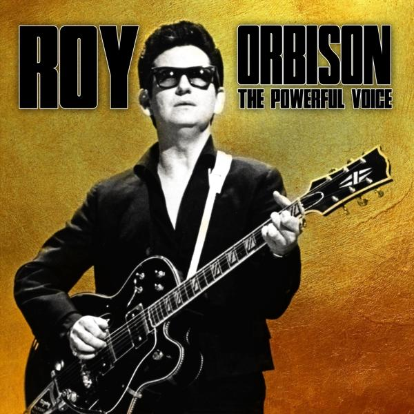 Roy Orbison album borítója. Fekete öltönyben, gitárral. Az arany háttér.