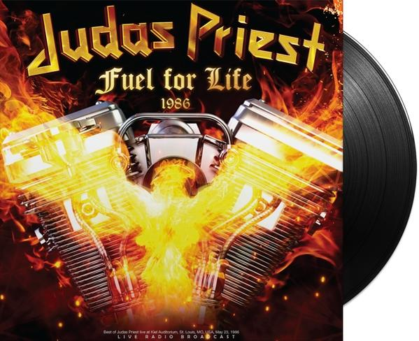Judas Priest bakelit lemez, a borítón egy égő motor, 1986.