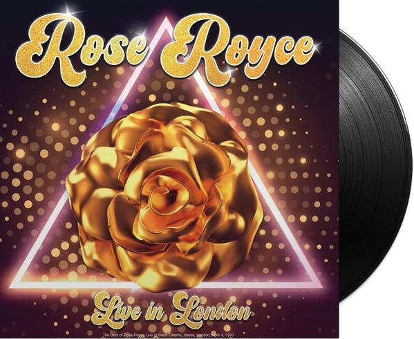 Vinyl lemez és album borító arany rózsával és szöveggel sötét háttéren.