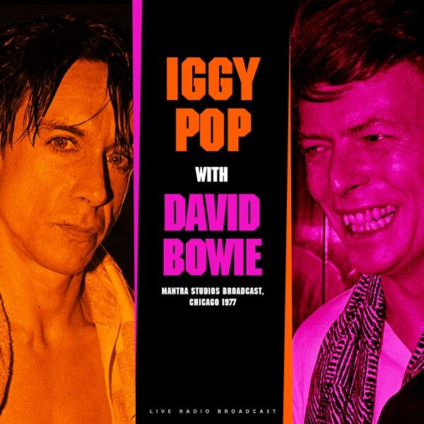 Poszter Iggy Poppal és David Bowie-val. A szöveg a következő: 'Iggy Pop with David Bowie'. A sugárzási adatok is szerepelnek.