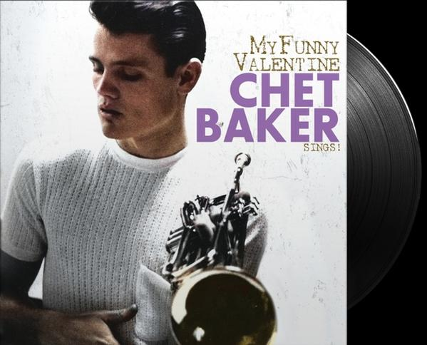 Album borító, My Funny Valentine, Chet Baker, jobb oldalon vinyl lemezzel.