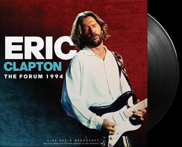 Eric Clapton gitárral az album borítóján. Piros és kék háttér. Vinil a jobb oldalon. Album címe: The Forum 1994.