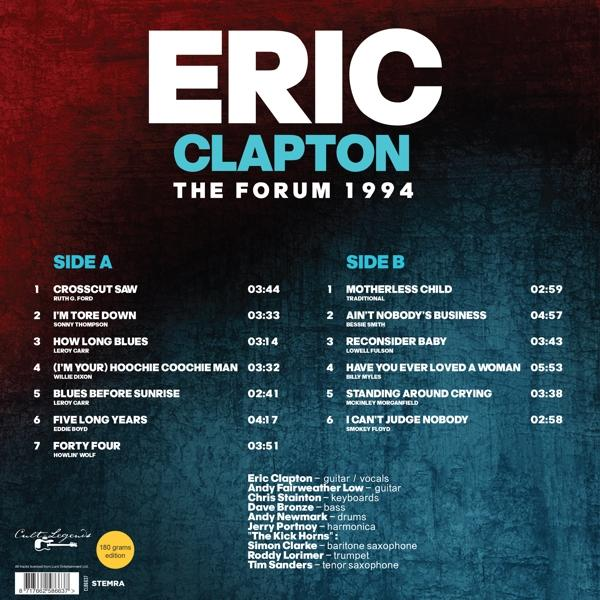 Az Eric Clapton album borítója a The Forum 1994-ben. Tartalmazza a számlistát, a stáblistát és a Cult Legends logót, valamint egy 180 grammos kiadás matricát.