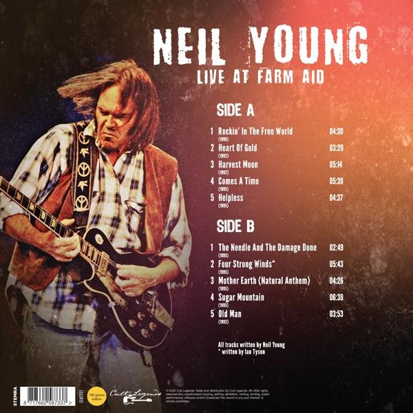 Neil Young album borítója, egy gitározó férfi, a hátoldalon a számok listájával.