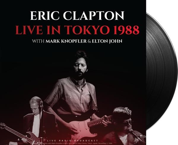 Hanglemez borító: Eric Clapton, 'Live in Tokyo 1988' Mark Knopflerrel és Elton Johnnal.