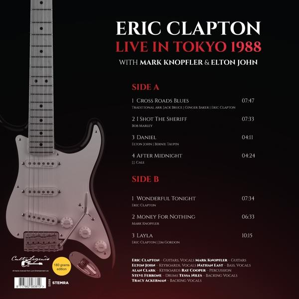 Eric Clapton 'Live in Tokyo 1988' album borítója, a számlista látható.