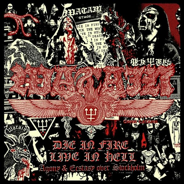 Egy együttes kollázsa, a szöveg: 'DIE IN FIRE LIVE IN HELL'.