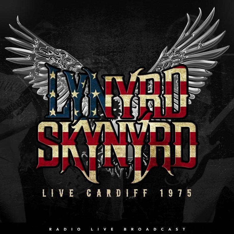 Lynyrd Skynyrd logó szárnyakkal, USA zászló, Cardiff 1975.