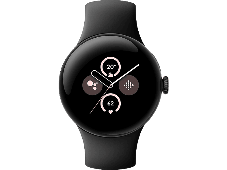mm, 165–210 2 mm, GOOGLE Watch Matte Aluminium 130–175 Smartwatch Fluorelastomer, (WiFi) Pixel Black/Obsidian