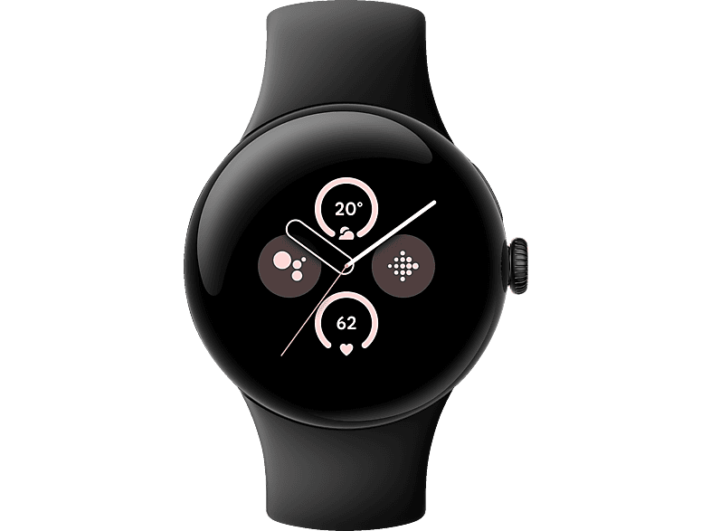 GOOGLE Pixel Watch 2 130–175 Smartwatch Aluminium mm, Matte Fluorelastomer, 165–210 (WiFi) mm, Black/Obsidian