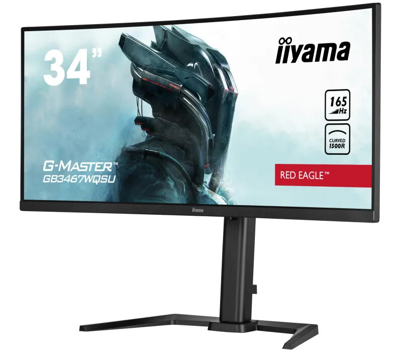 Zakrzywiony monitor do gier ze stojakiem i sceną gry.