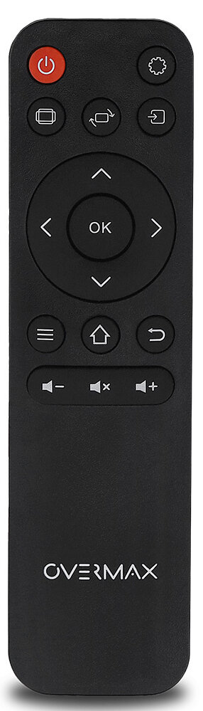 Czarny pilot z przyciskami i słowem 'OVERMAX' na dole.