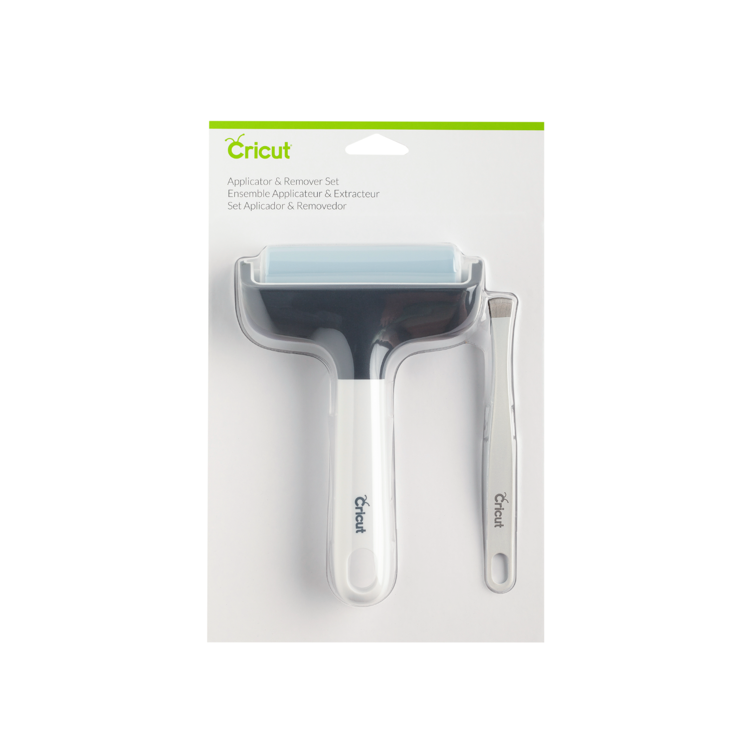 Cricut Applicator & Remover set in package. White and gray.