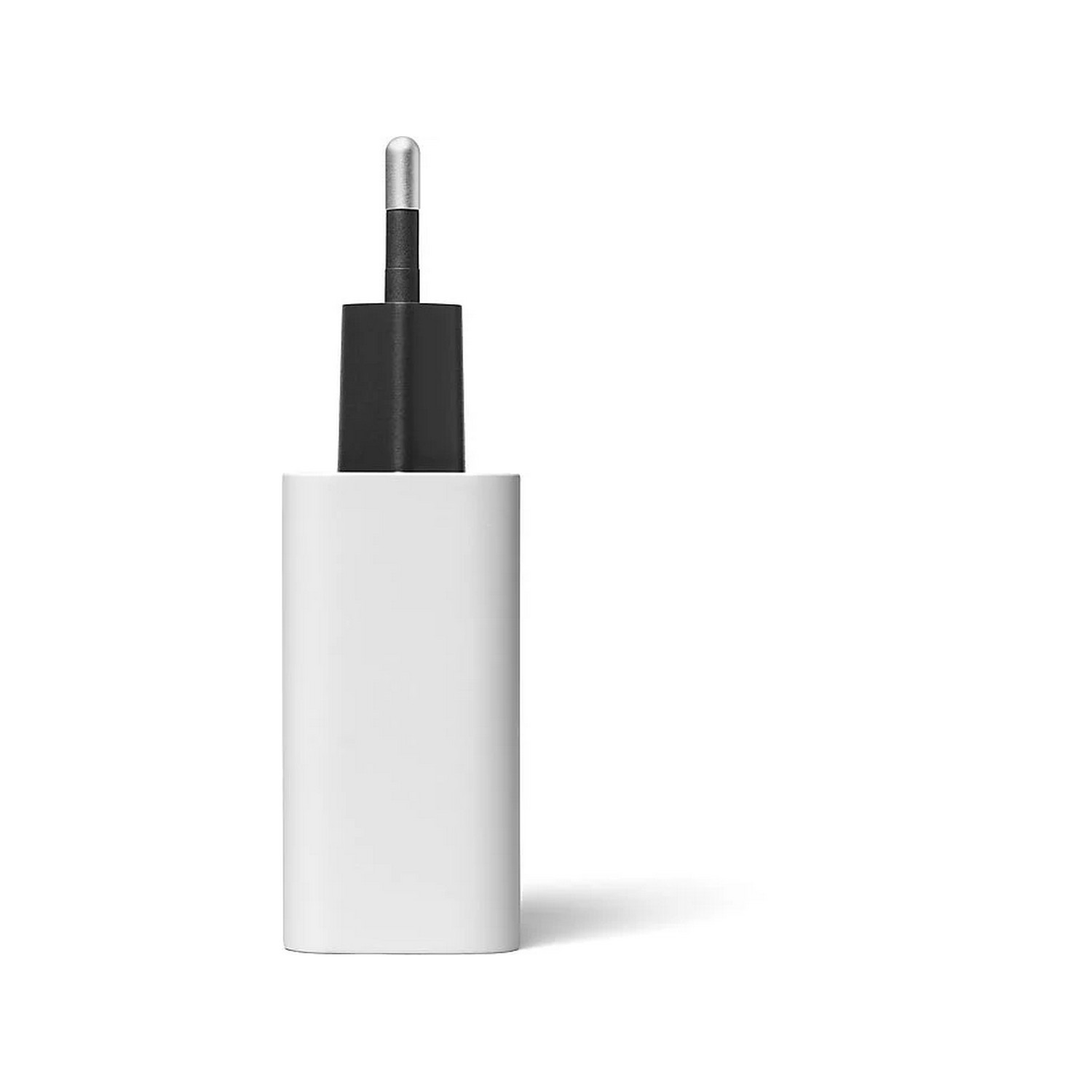 White wall charger with a black charging head.