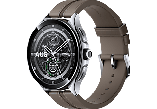 XIAOMI Watch 2 Pro - 4G LTE Silver Case with Brown Leather Strap okosóra, ezüst, barna (BHR7210GL)