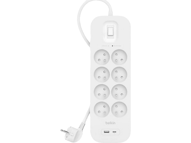 Belkin Stekkerdoos 8 Stopcontacten + Usb-c Usb-a Wit (srb003ca2m)