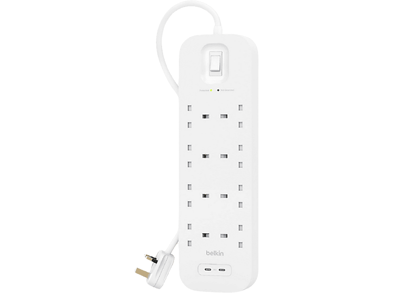 Belkin Stekkerdoos 8 Stopcontacten + 2 X Usb-c Wit (srb004ca2m)