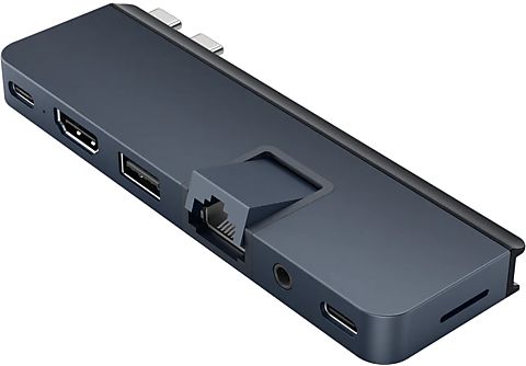 Hub USB/Concentrador  - Hyper Duo Pro, 7 en 2, Carga rápida,100W, Compatible con MacBook, Azul