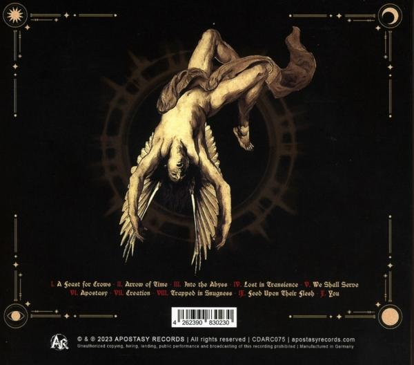 CD-Cover mit Zeichnung einer stürzenden menschlichen Figur, darunter Text mit Songtiteln.