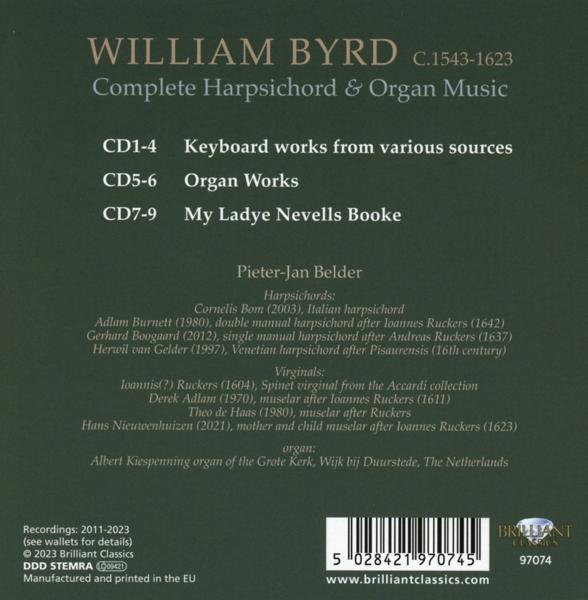 Pieter-jan Belder - Byrd:Complete Harpsichord And Organ Music  - (CD)