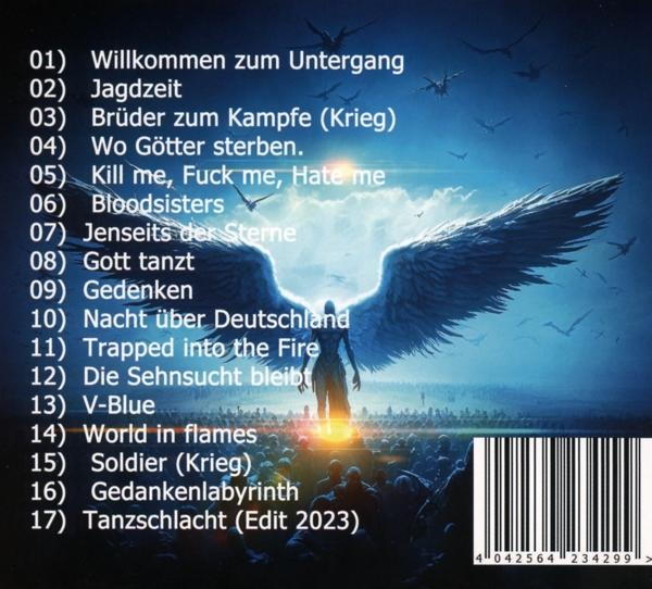 CD-Cover mit Songtiteln und einer Engel-Illustration.