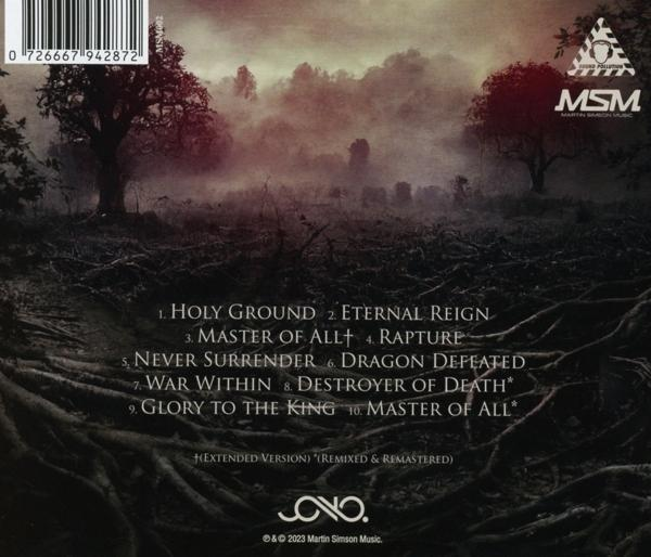 Die Rückseite einer CD-Hülle mit einer Landschaft und einer Titelliste der Songs.