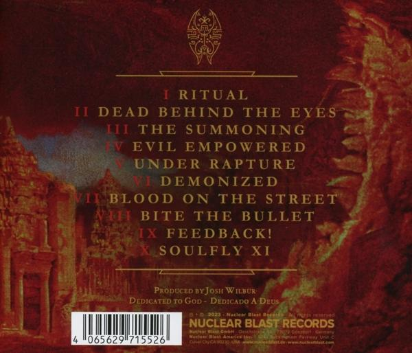 Rückseite eines Albums mit Titeln und Credits, vor einem Hintergrund.