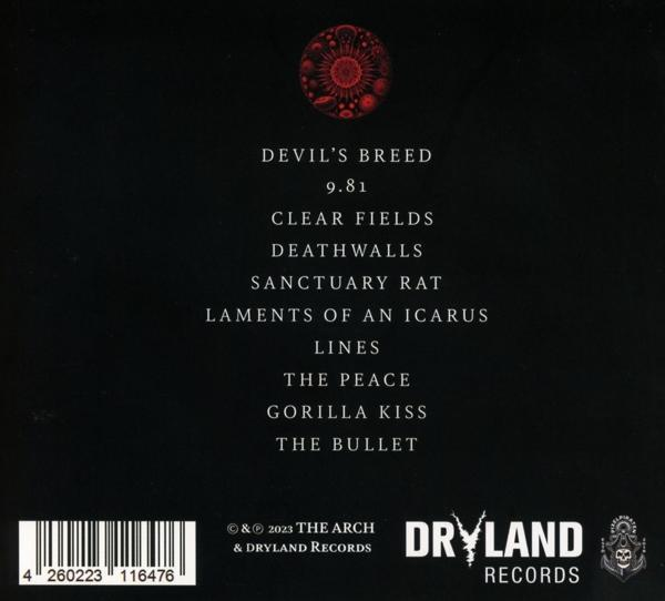 Album-Rückseite mit Titelliste und Logo.