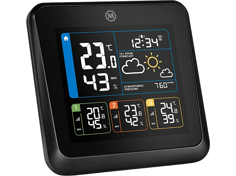 Station météo radio AURIOL - Avec 3 capteurs sans fil pour l