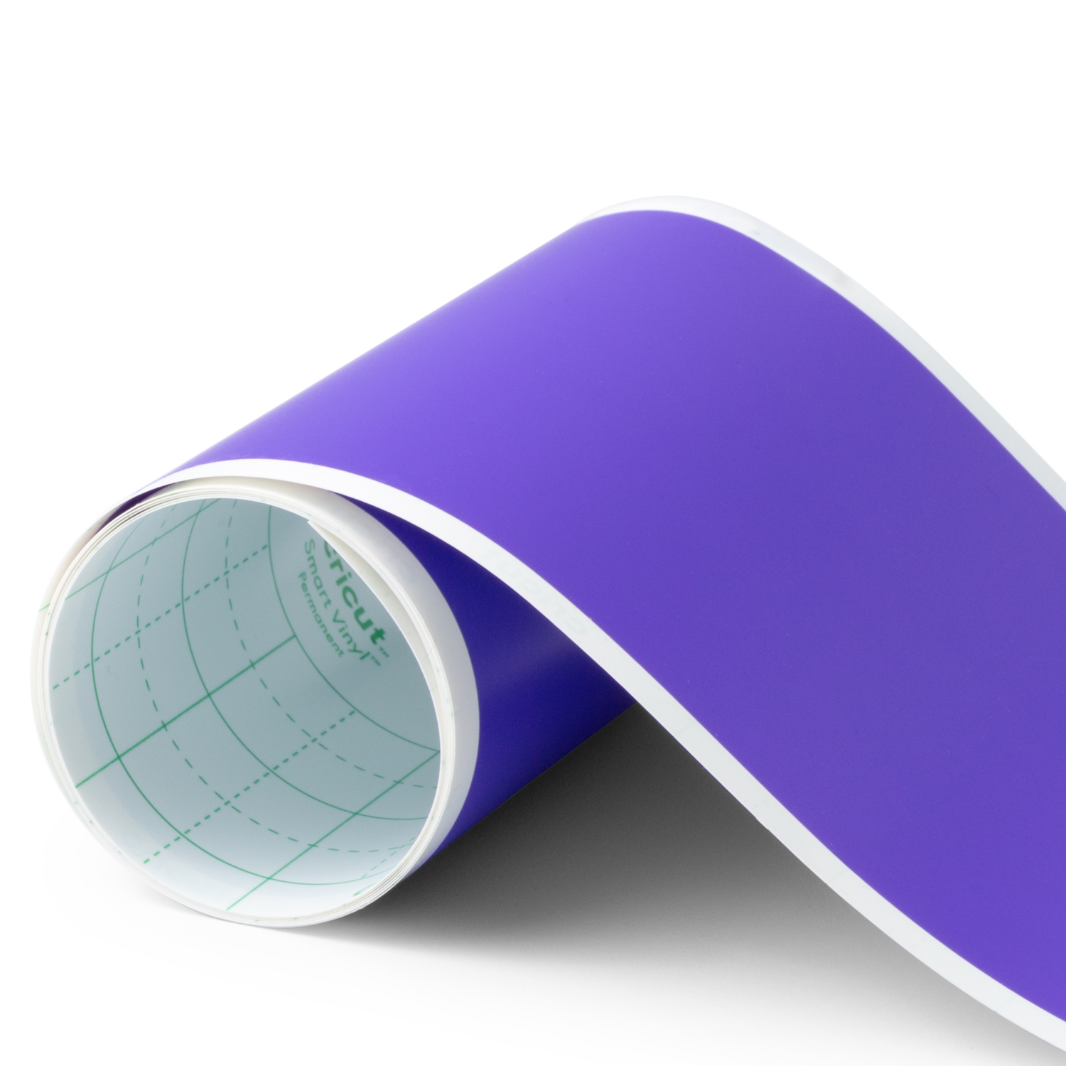 Roll of purple vinyl material, partially unrolled to reveal its underside.