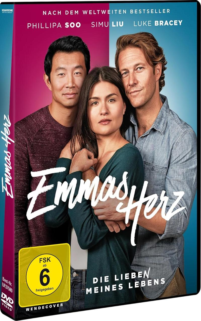 DVD-Hülle mit drei Personen und dem Titel 'Emmas Herz' auf Deutsch.