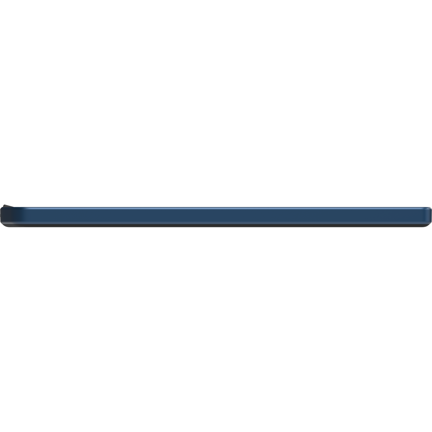 A blue stylus on a white background, viewed from the side.